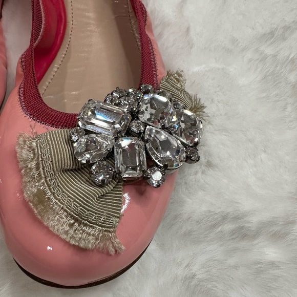 Miu Miu Pink Crystal Embellished Flats - Picture 2 of 8